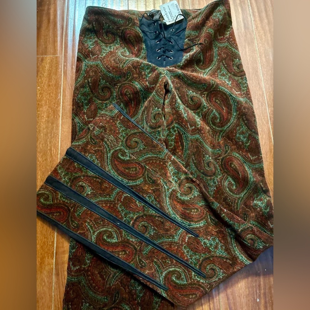 Vintage Bebe Paisley Bell Bottom Flare Pants NWT - Picture 2 of 5